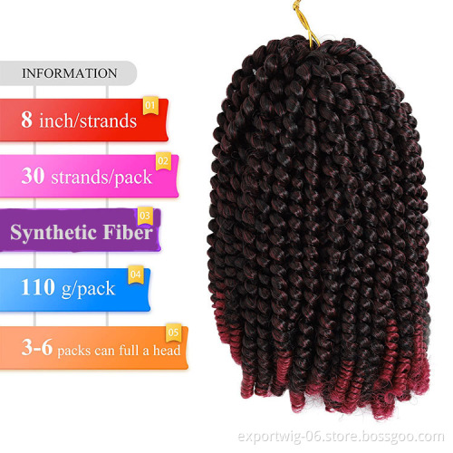 Spring Twist Crochet Hair Extensions African Curly Spring Twist Braiding Hair 8inches Synthetic Fiber Solid And Ombre Color